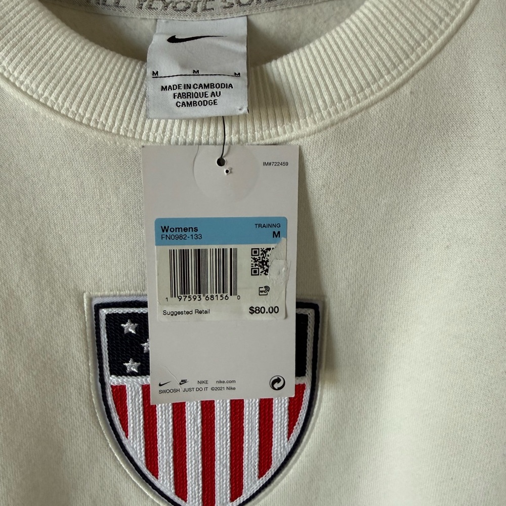 NWT Nike Women's White Team USA PHX Fleece 1924 Pullover Sweatshirt - 1 XS, 2 M - Picture 5 of 10